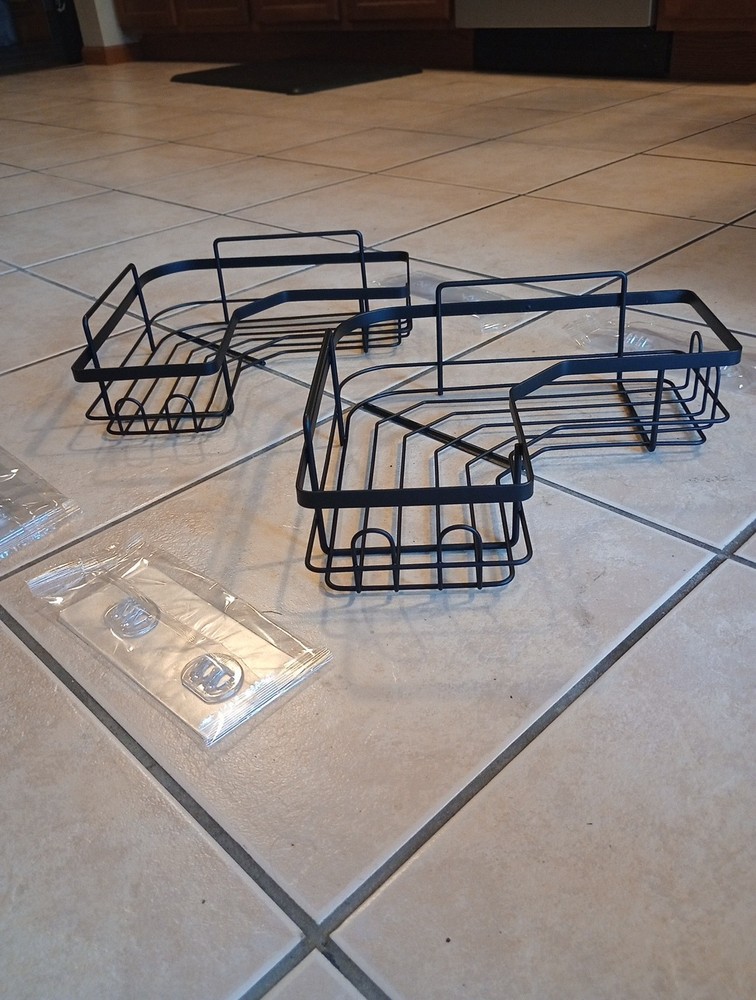 Two Pack Corner Metal Adhesive Shower Caddy