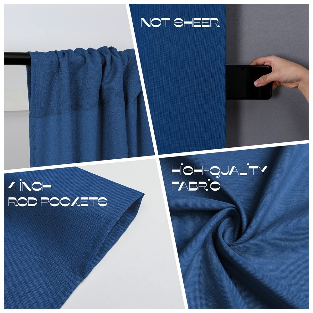 Blue Backdrop Curtains for Wedding, Polyester Backdrop Drapes for Photo Backg...