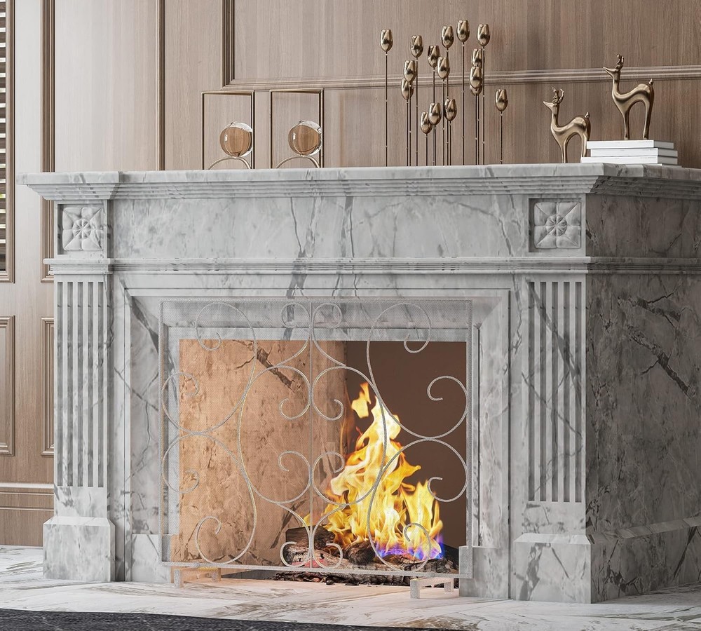Single Panel Decorative Fireplace Screen Stand Alone Cover Handcrafted Durable