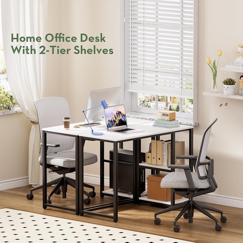 Compact Computer Desk W/ Sturdy Design Tool-Free Assembly Modern Style New