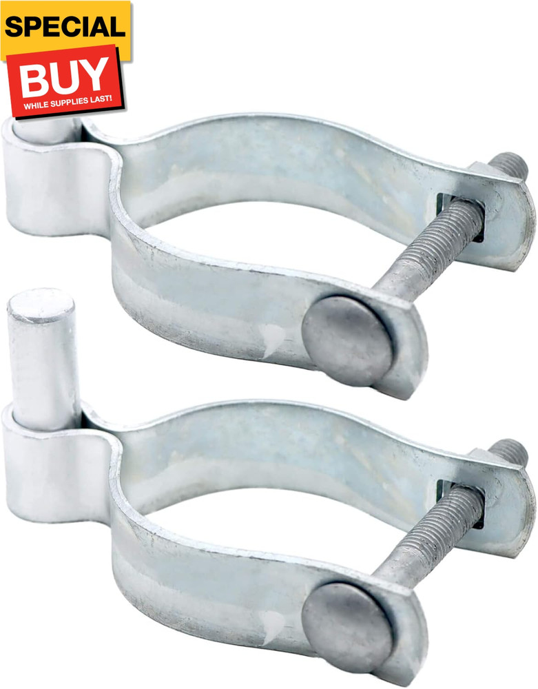 2 Pack Chain Link Fence Gate Post Hinge - Use for Outside Diameter Post/Pipe - G