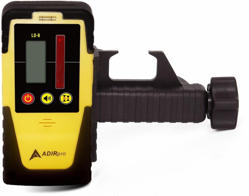 Universal Laser Detector Receiver - Dual Display, 2000ft, Built-in Bubble Level