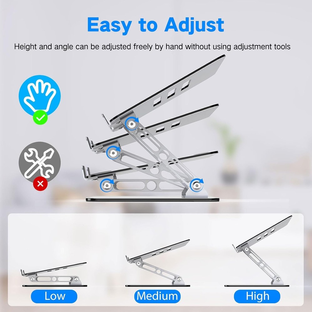 Laptop Stand Desk Adjustable Laptop Riser Metal Foldable Computer Stand Holder
