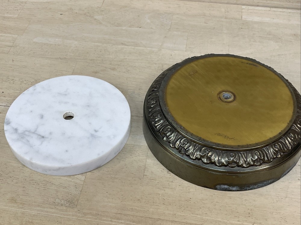 Lamp Base Table Electric MARBLE & BRASS 8" Vintage