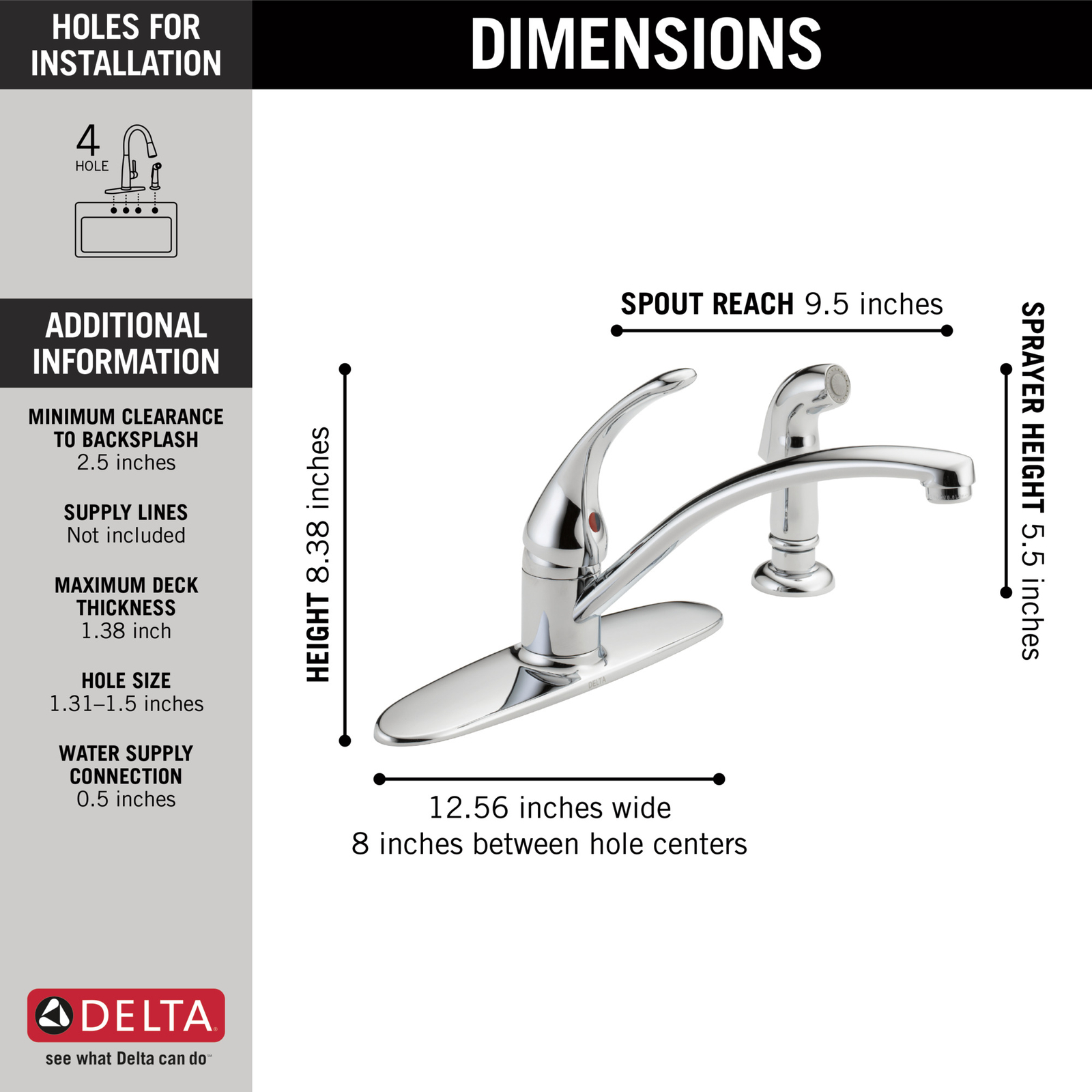 Delta Foundations 1-Handle Kitchen Faucet 1.8 GPM Chrome-Certified Refurbished