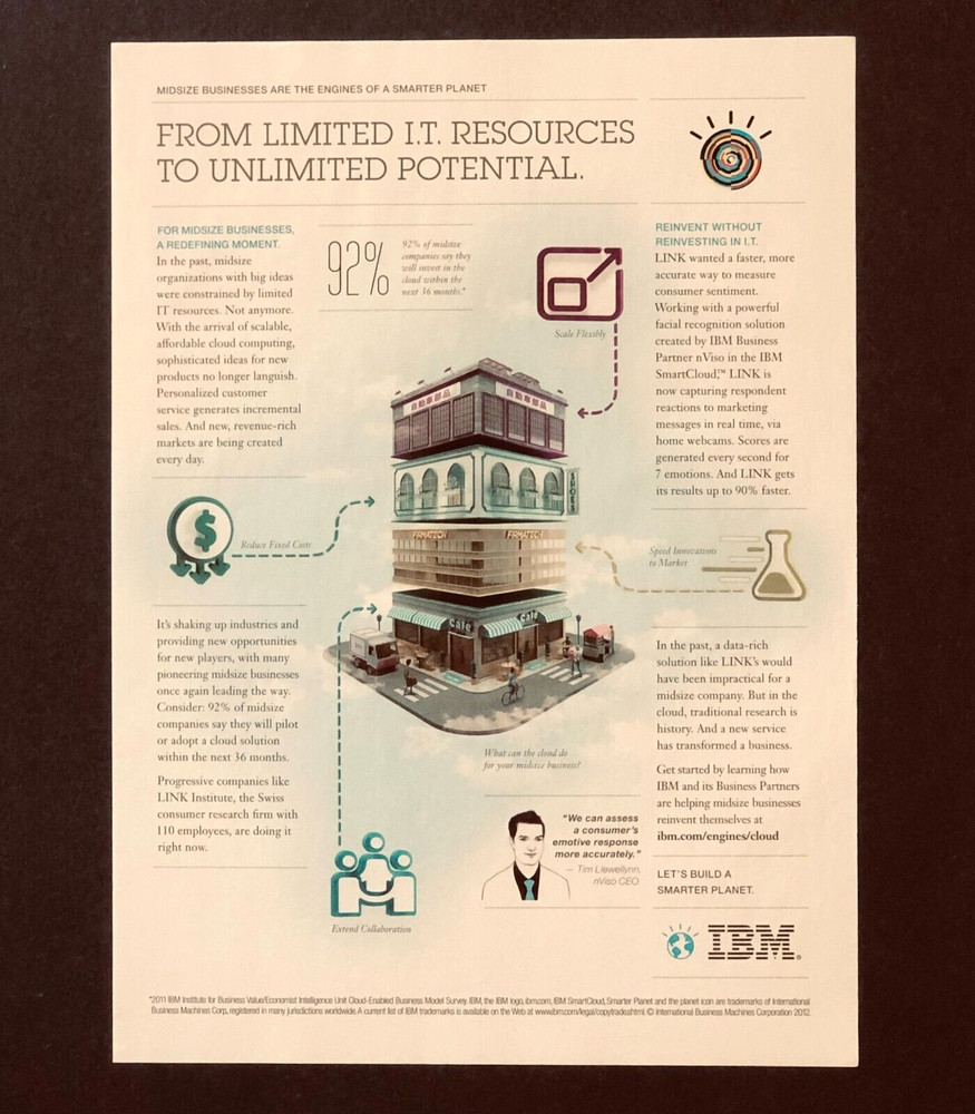 2012 IBM Cloud Computing Advertisement Scalable Resources Technology Print AD