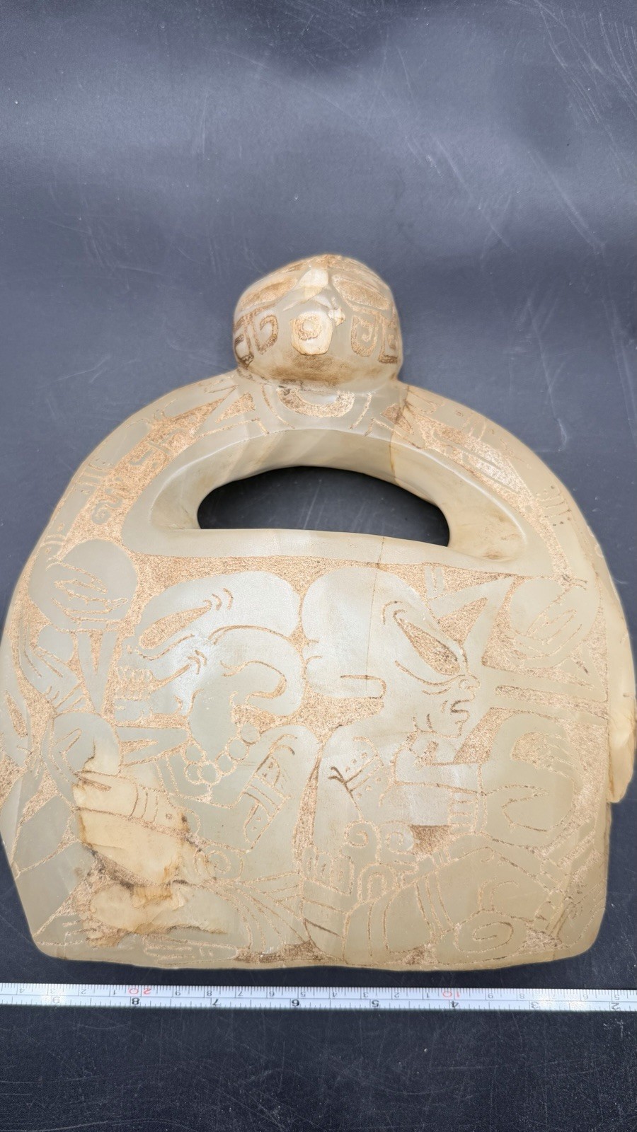 Glowing Calcite Aliencarving Handbag Guerrero Mexico Ojuelos