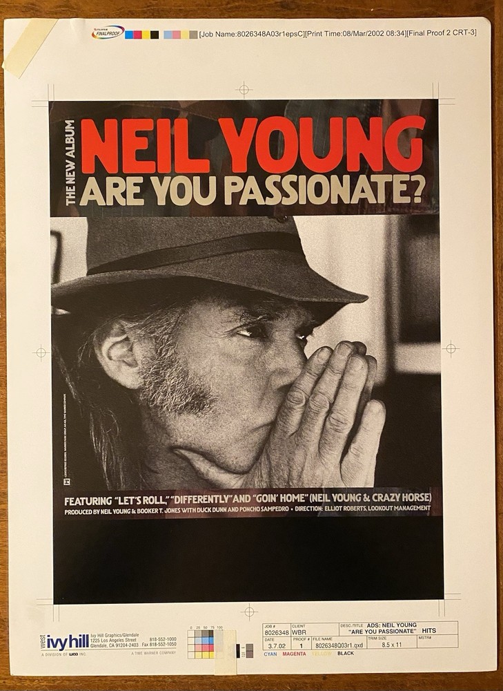 NEIL YOUNG Are You Passionate? 2002 US PROMO ARTWORK For HITS Magazine AD