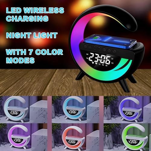 Smart Wireless Charging Table Lamp, Multifunctional Bluetooth Speaker & biack