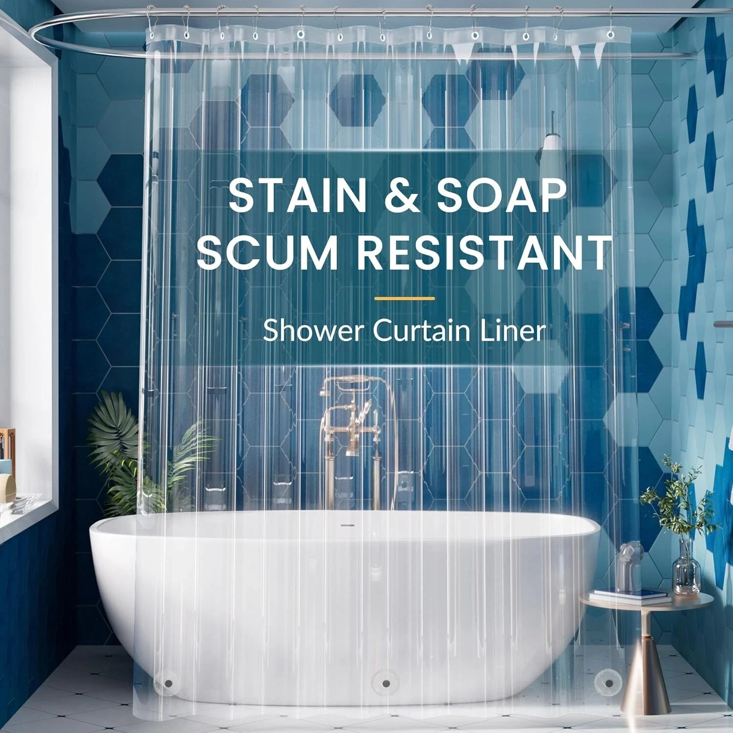 Long Shower Curtain Liner 72 x 84 or 72 X 72 Clear Plastic Shower Liner PEVA