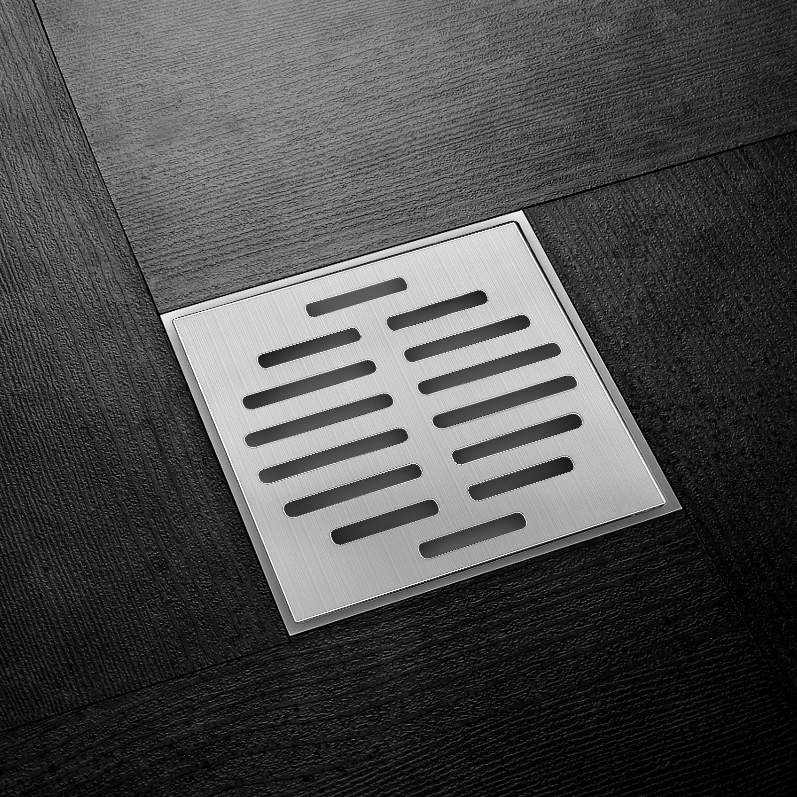 Stainless Steel Square Floor Drain Cover 6 Inch 14 Holes Silver Tone