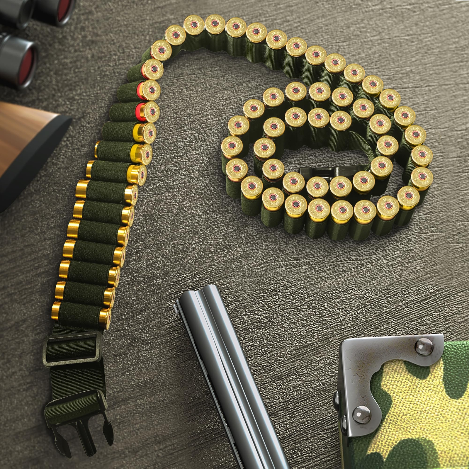 US Tactical 50 Rounds Shotgun 12/20GA Shell Bandolier Ammo Belts Holder Hunting