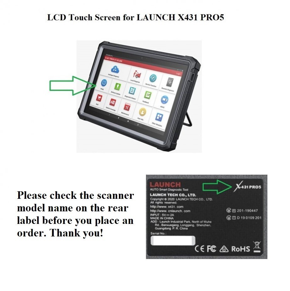 LCD Touch Screen Digitizer Replacement for LAUNCH X431 PRO5 Scan Tool
