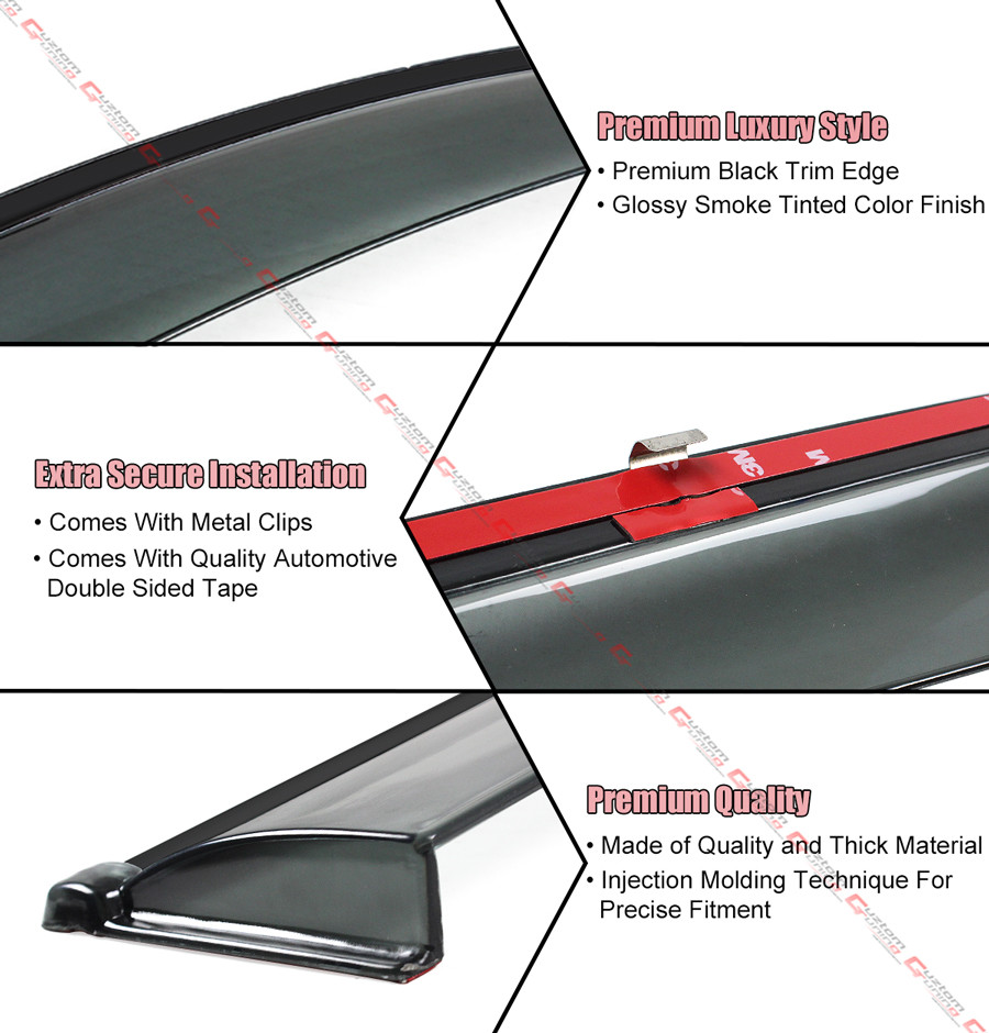 FOR 2018-2023 TOYOTA CAMRY CLIP-ON BLACK TRIM WINDOW VISOR RAIN GUARD DEFLECTOR