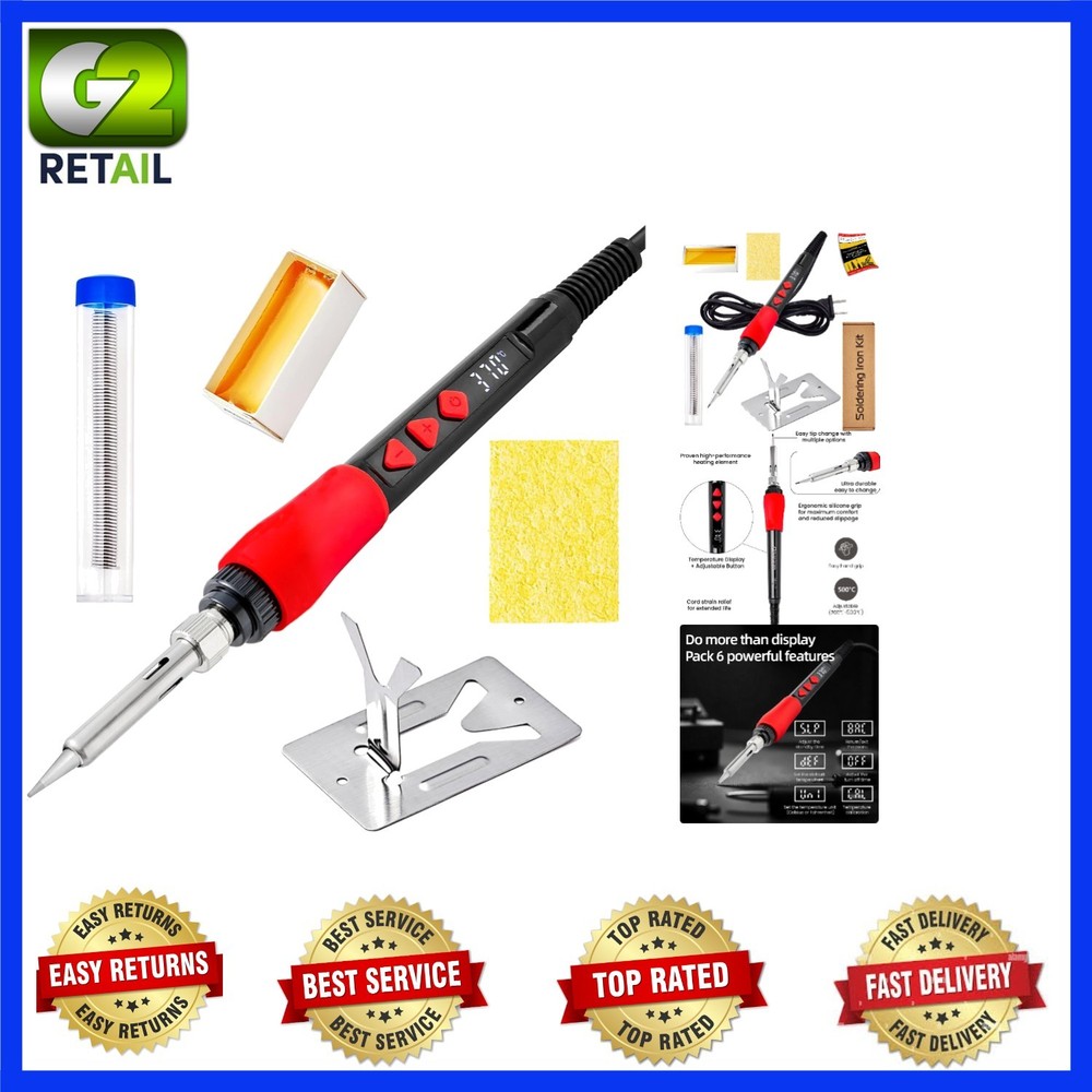 60W Soldering Iron with Ceramic Heating & LED Display for DIY Projects
