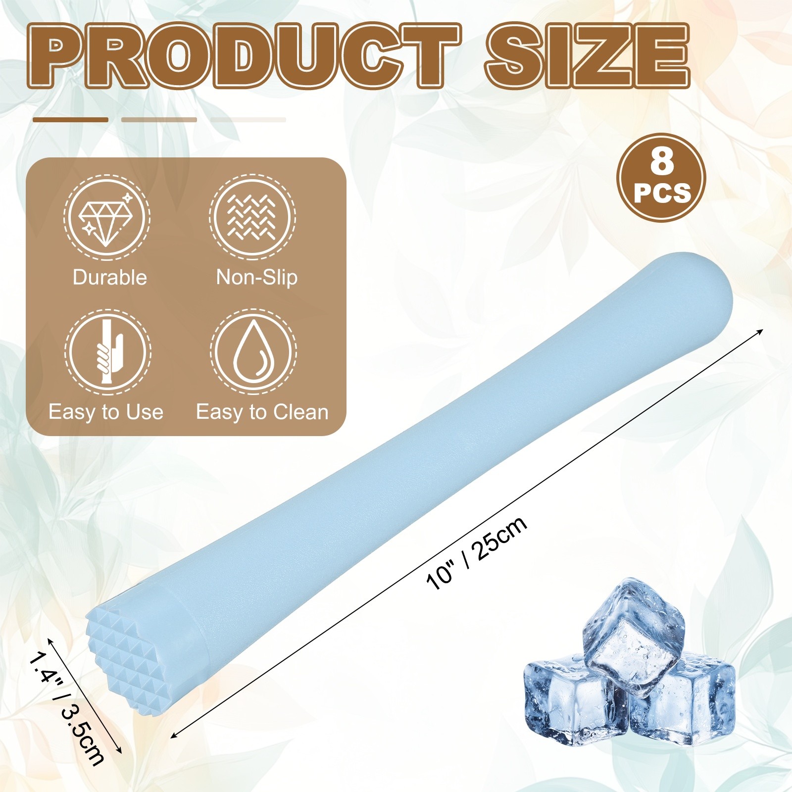 8 Pcs Cocktail Muddler, 10 Inch PP Drink Muddler, Blue (Thick)