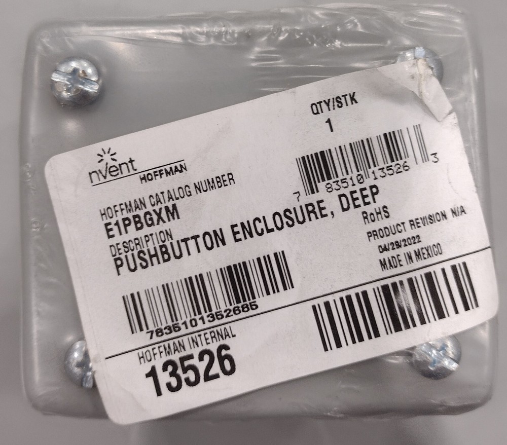 New Hoffman E1PBGXM Deep Pushbutton Enclosure - Type 12 - 1PB - Free Shipping