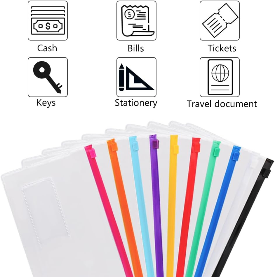 24Pcs Poly Zip Envelope, Plastic Envelope, Reusable Envelopes, 9 X 4.7 Inches, A