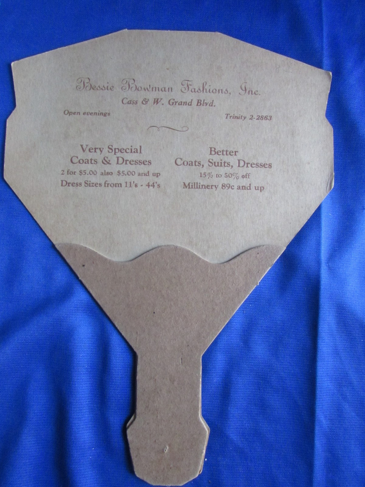 Antique 1920s Advertising Hand Fan Beauty Queen Chicago Store