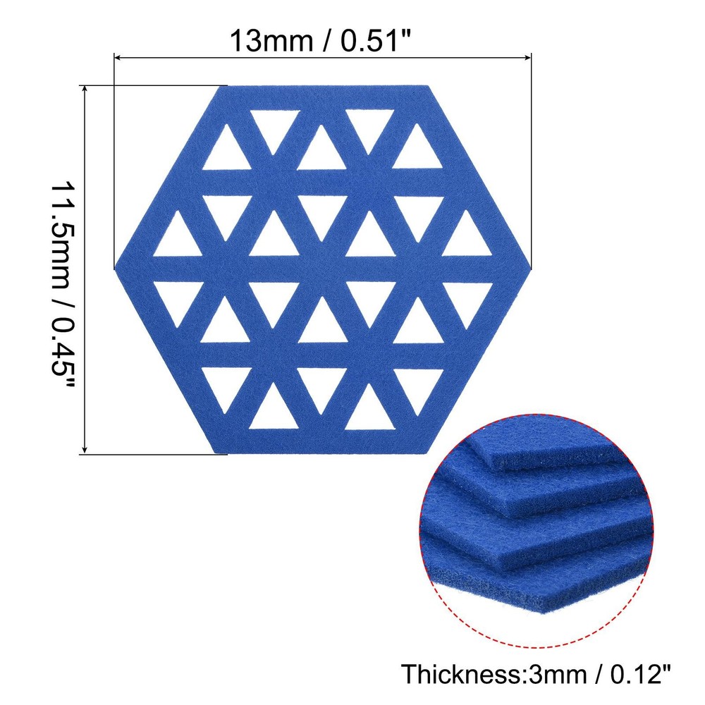 Felt Coasters 4pcs Hexagonal Tampons Coasters Blue