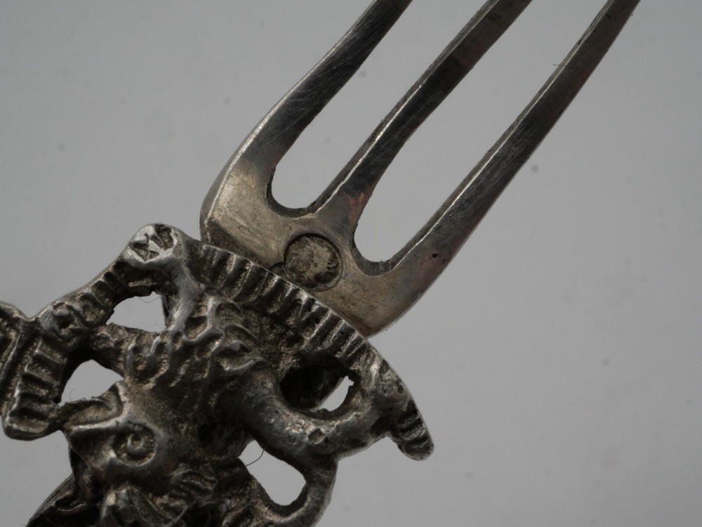 RARE SOLID SILVER FOLDING FORK NETHERLANDS DUTCH SILVER EPOCH 19 EME