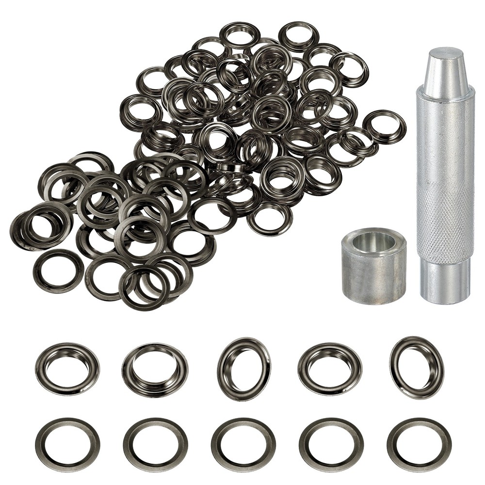 80Set Grommets Eyelets Kit 17mm Copper Eyelets with Setting Tool Gun Black