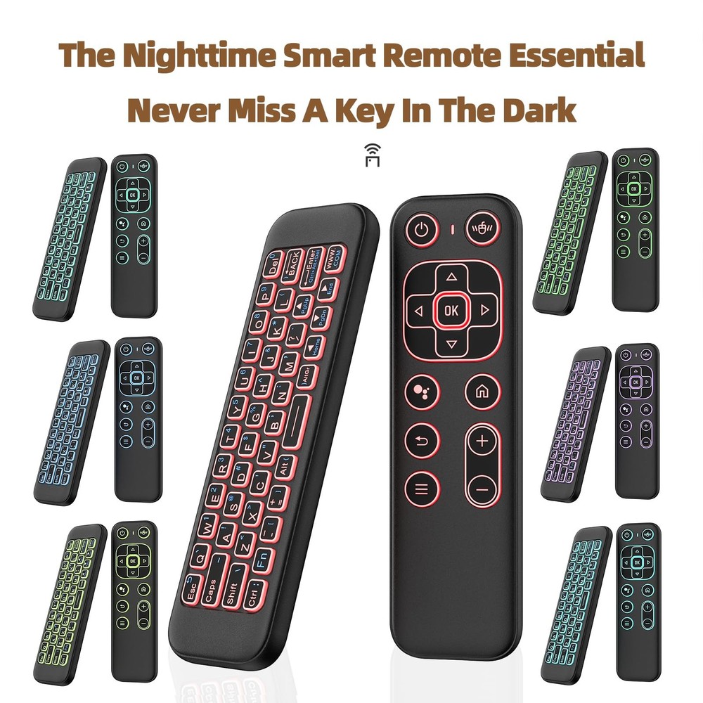 Mini Air Mouse Remote Keyboard 7 Color Backlit Bluetooth 2.4G Dual Mode