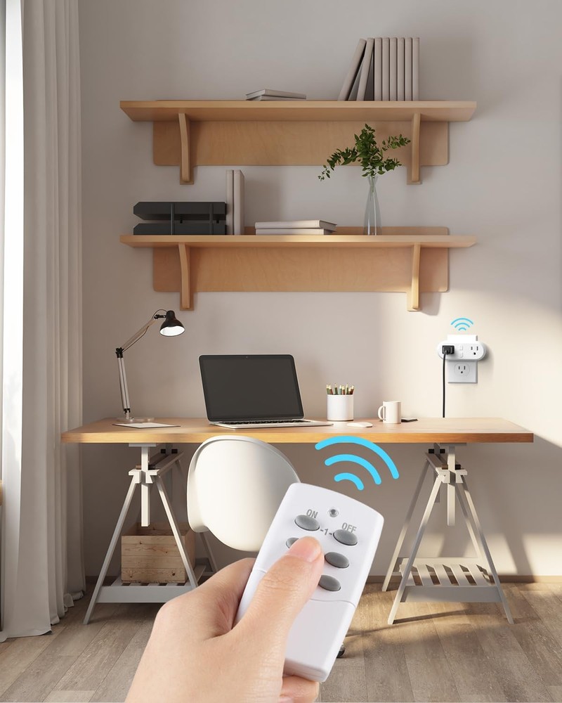 2 Pack Wireless Remote Control Outlet with 15A, Compact Design Sockets