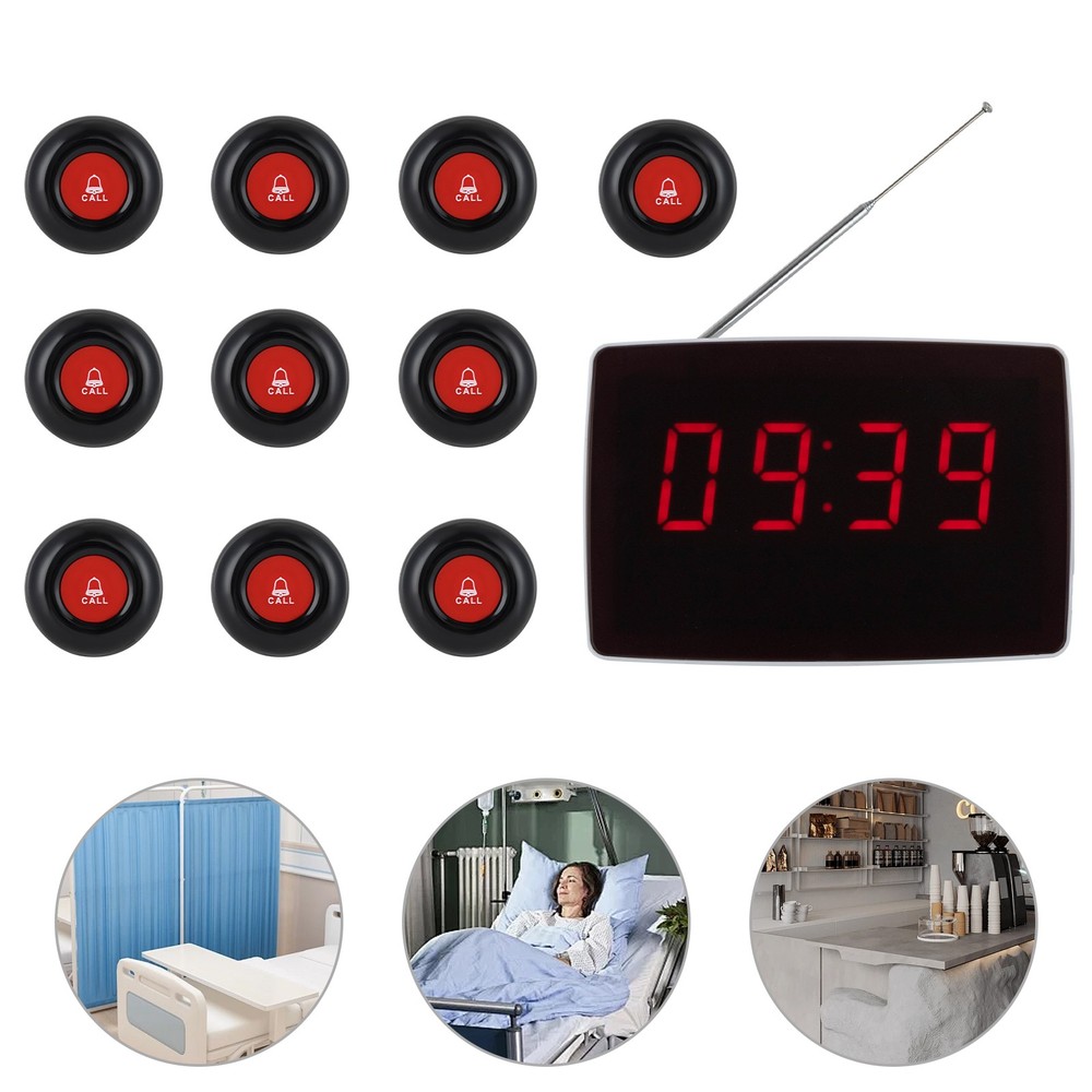 Wireless Calling Button Elderly Nurse Alert System 10 Call Buttons+1 Receiver