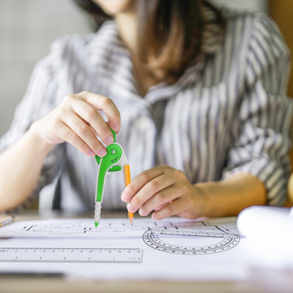 16-Pack Math Compass, Protractor Set with Pencils for Geometry, Drawing, Bulk