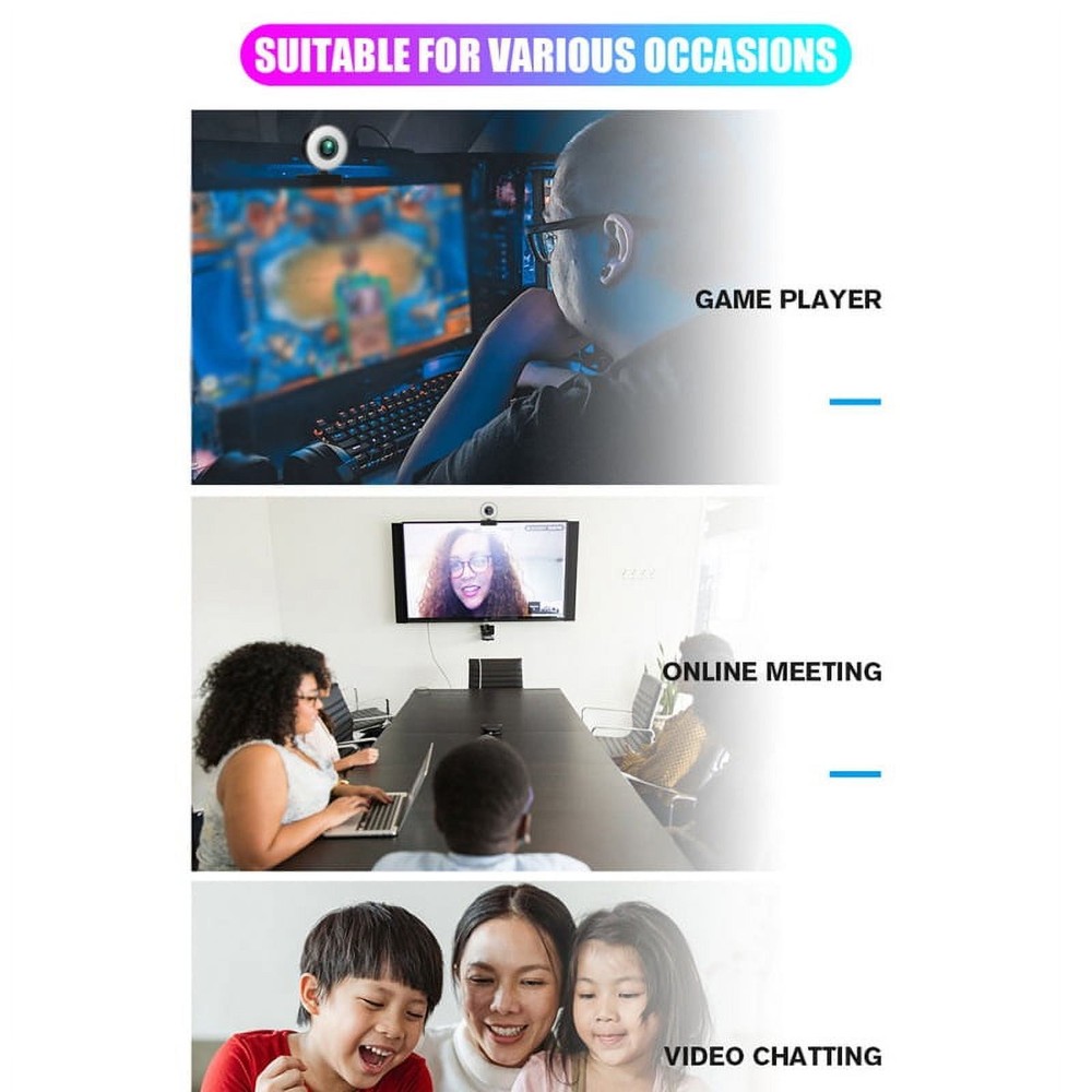 2K Webcam with Microphone for Desktop USB Streaming WebCam - Touch Light + Stand