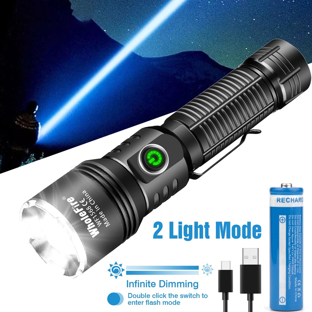 50000000 Lumen Super Bright LED Tactical Flashlight Rechargeable LED Work Light