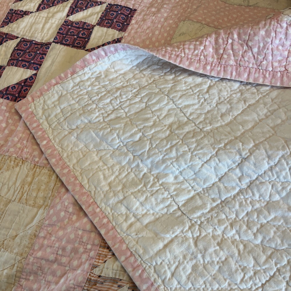 Vintage Quilt Handmade Patchwork Cotton Flying Geese Bedspread