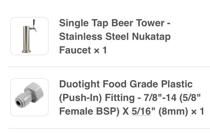 Kegerator 1-Tap Beer Tower Assembly