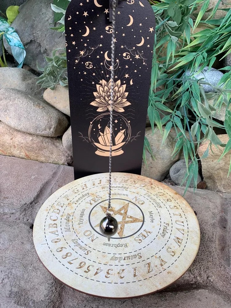 Handmade Dowsing Set Five Pc, Pendulum Divination Mat, Dowsing Kit, 3 Divination