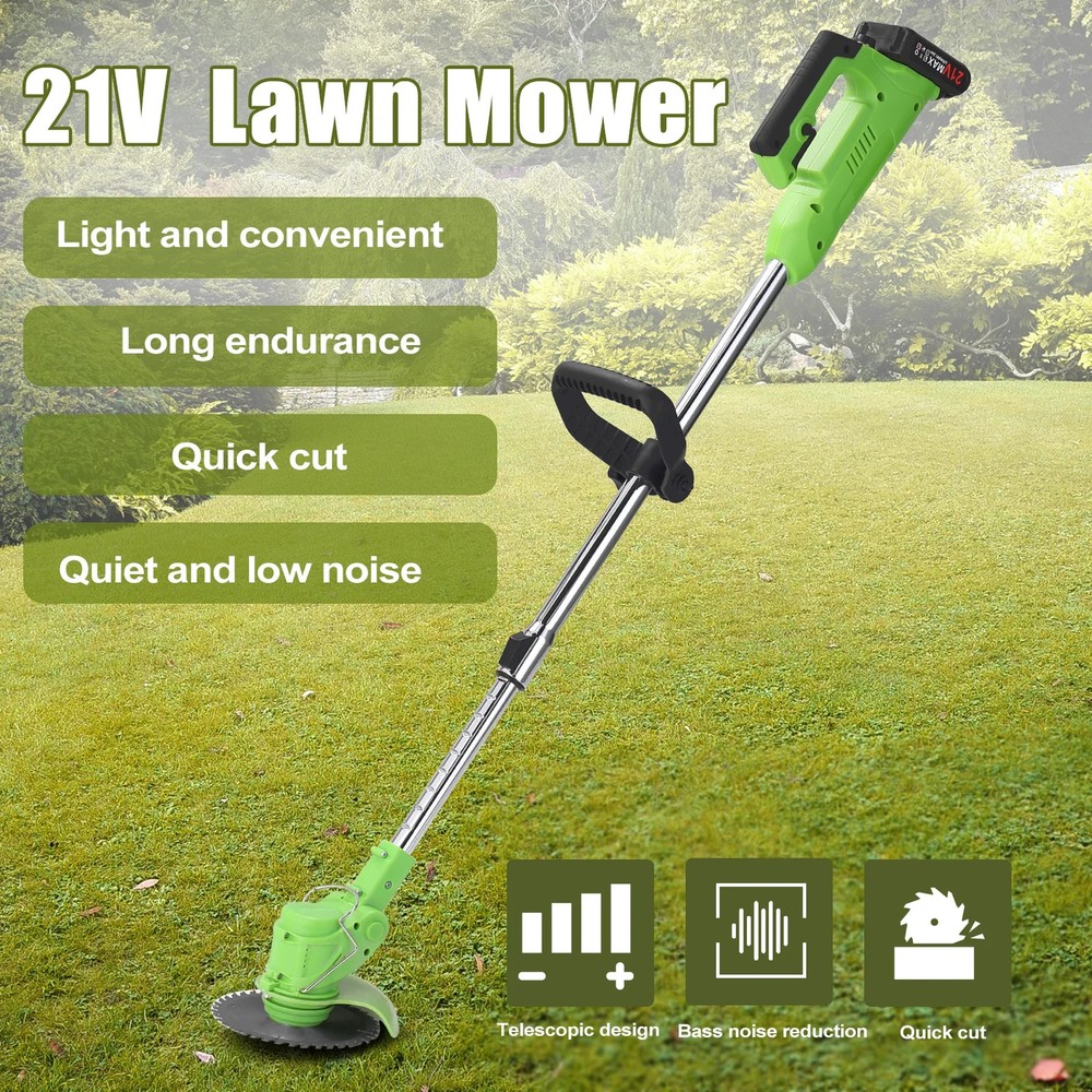 Electric Cordless Grass String Trimmer Lawn Edger Weed Wacker Cutter + 2 Battery