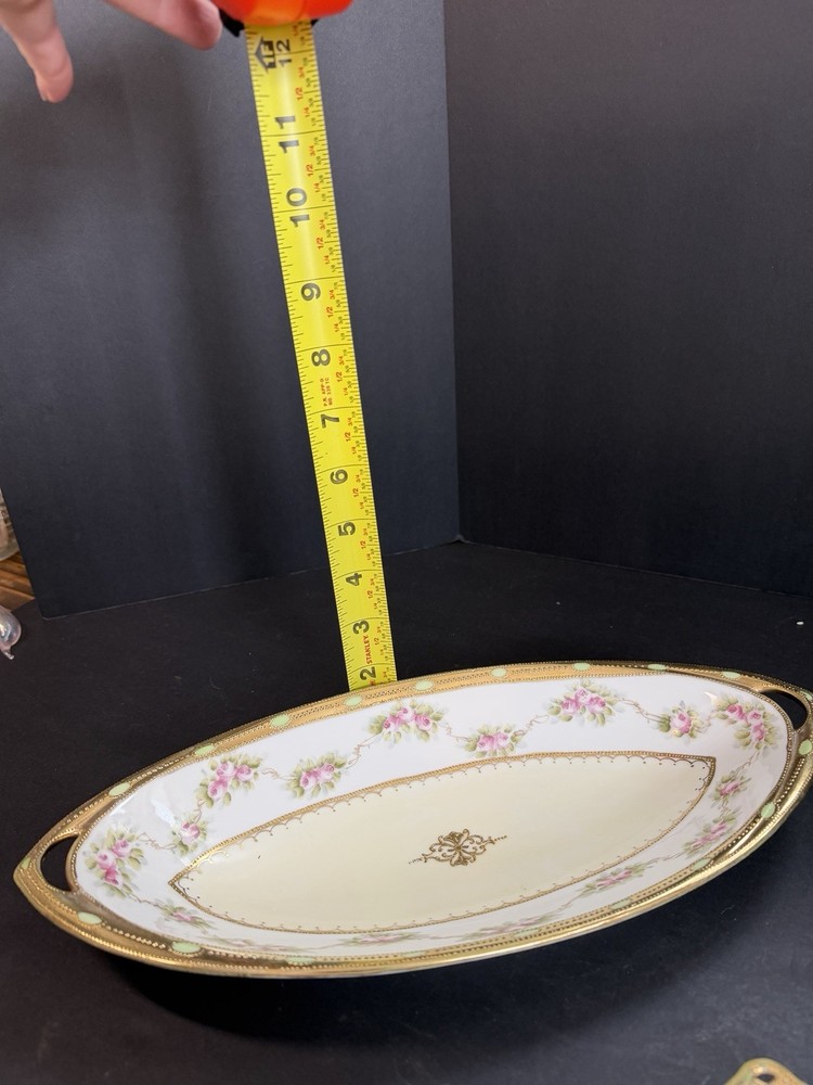 Antique Hand Painted Nippon Celery dish, open Salt Cellars Morimura