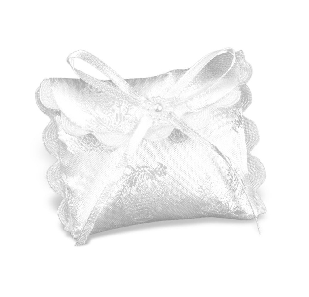 White Brocade First Communion Purse Chalice Rosary Case 1663C