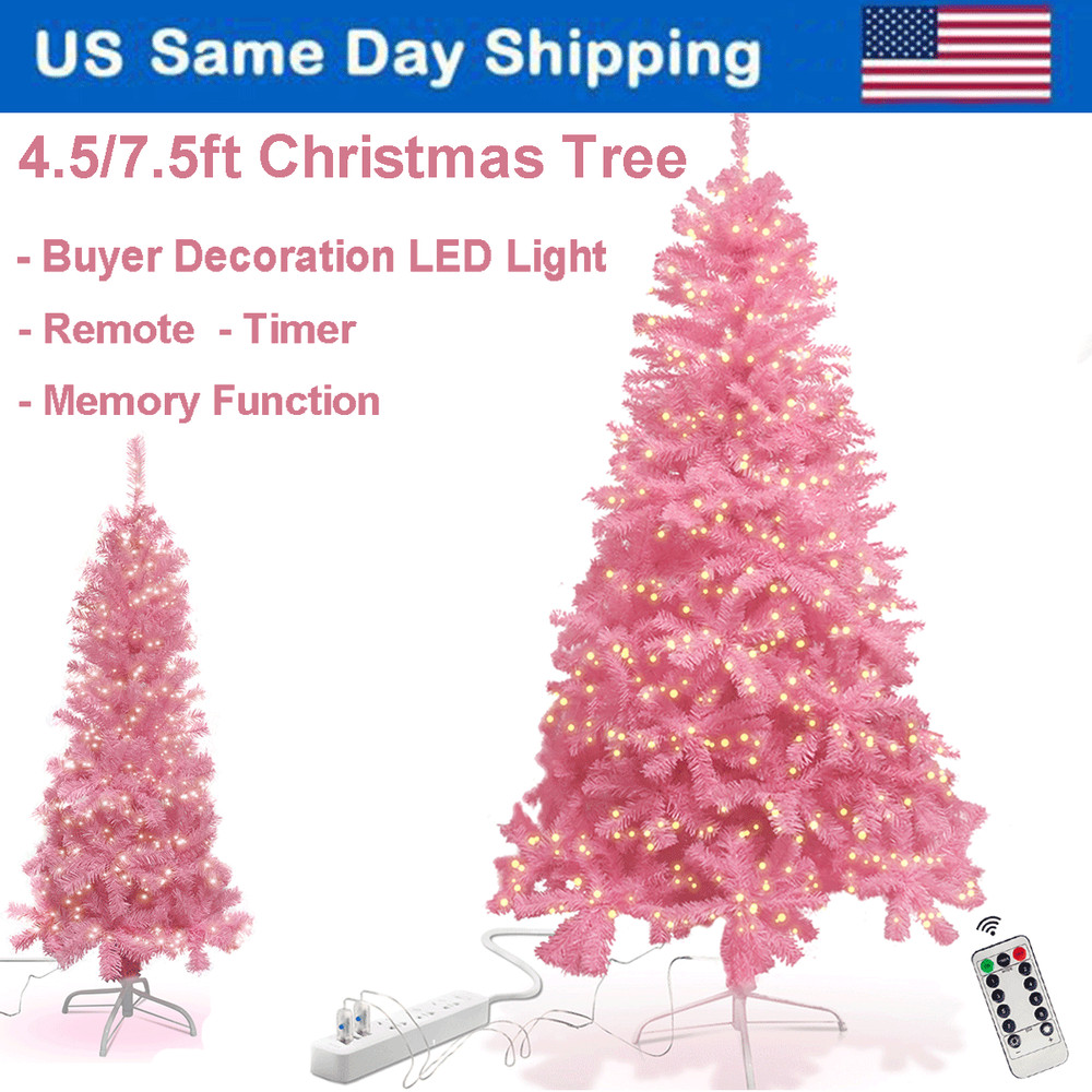 4.5ft / 7.5ft Pink Christmas Tree USB LED String Lights Decor with Remote Timmer