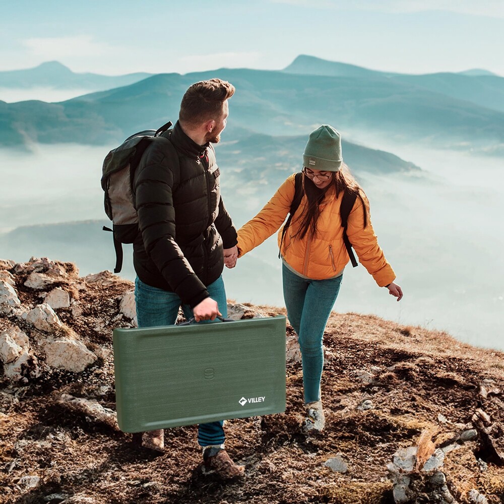 VILLEY Portable Table Stools Set Collapsible Stools 2.37ft Folding Camping Table