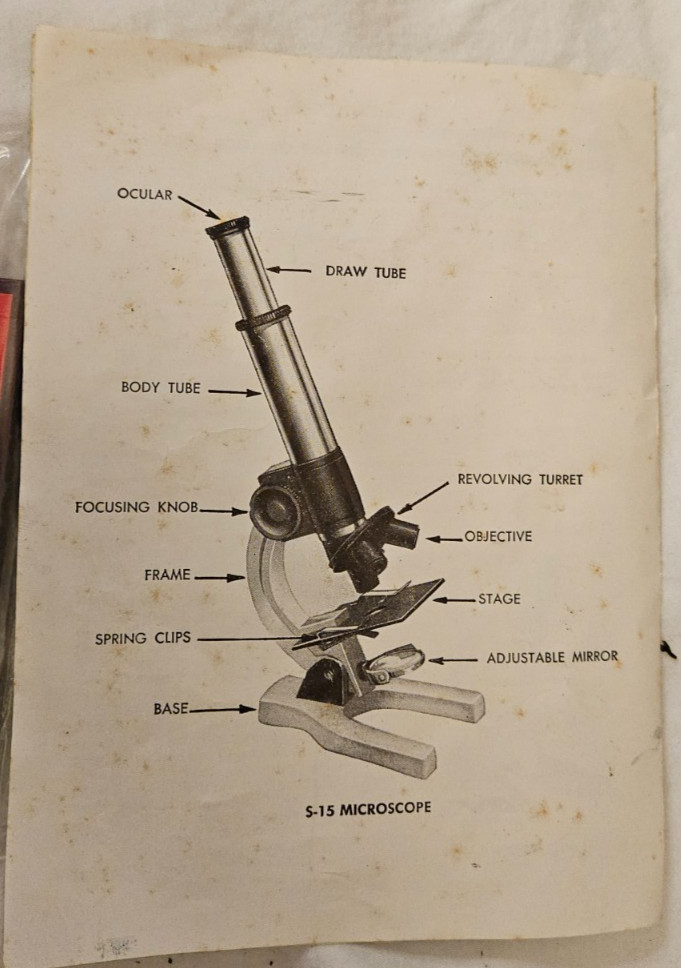 Vintage Gilbert S-15 Microscope & slides with Case