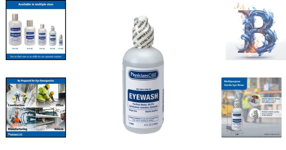 First Aid Only 4 oz Eye Flush - Compact Sterile Solution for Safety Preparedness