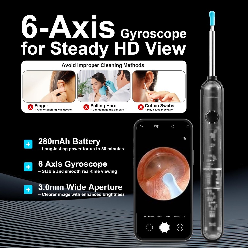 FoxSync 5MP 2560x1920 HD Ear Wax Removal Tool with Camera – Includes...