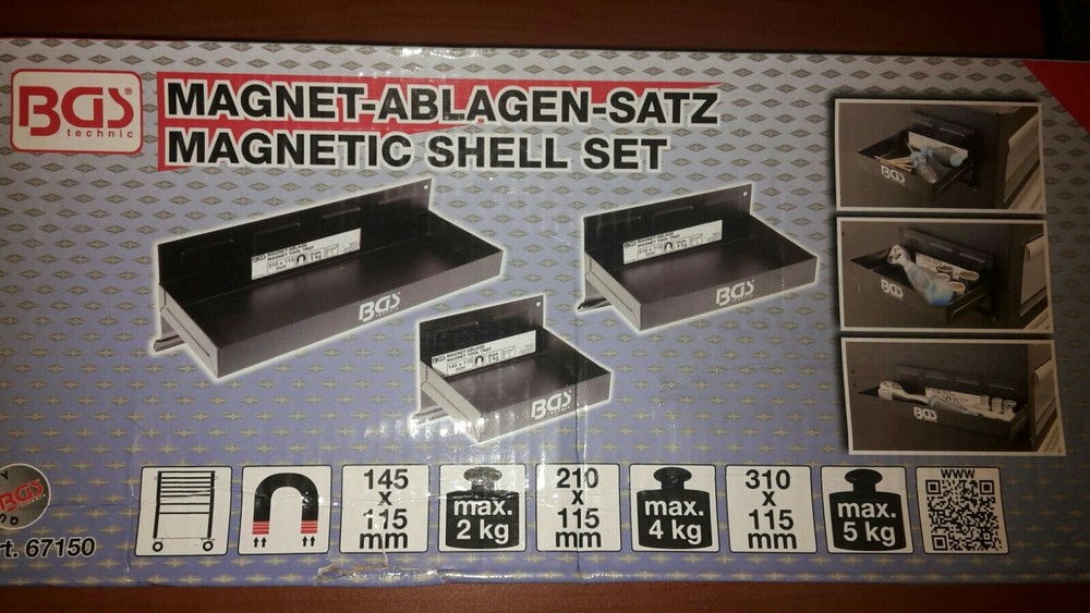 Magnetic tool shelf set.