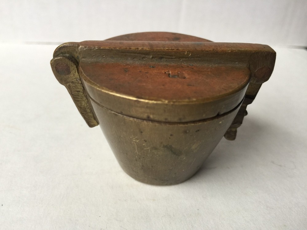 Antique (~18th c) Spanish Solid Brass Lidded Case, for Nested Weigth Set Medical