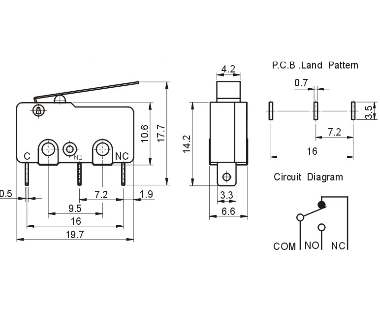 10pcs KW11-3Z 250V 5A 3 Pin Tact Switch Sensitive Microswitch Handle