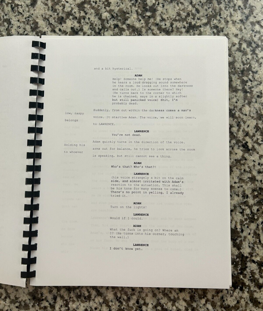 Saw Horror Movie Script Reprint Full Screenplay Script