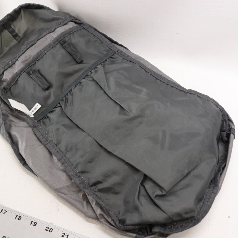 Ascend Backpack Water Resistant Hiking Light Pack Drawstring Folding Gray Nylon