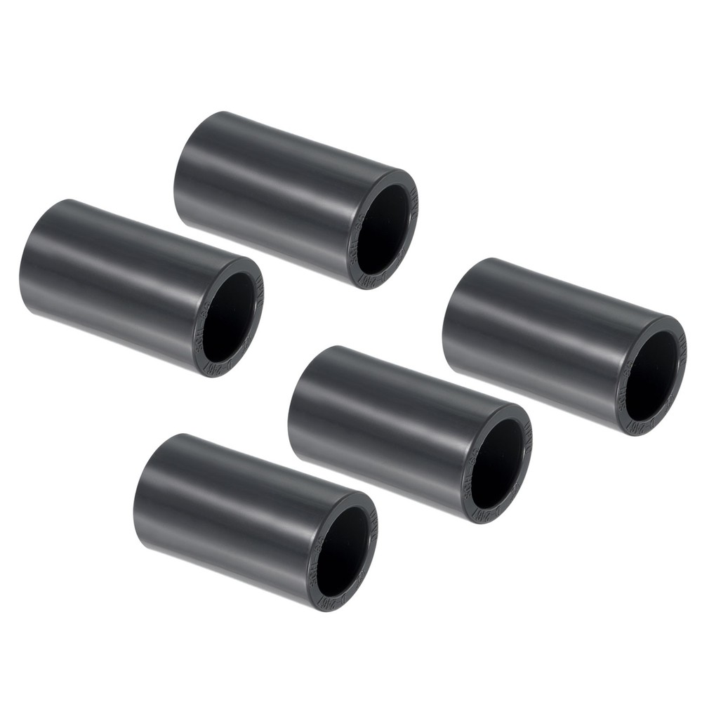 5pcs 1/2" Socket SCH80 UPVC Pipe Fitting Straight Coupling Connector, Grey