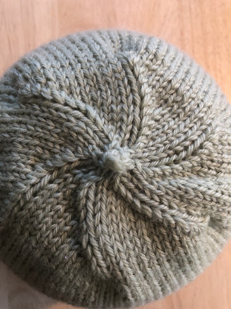 Hand Knitted Scowl Hat Combo Sage Green String Knots One 2 pc Set Size Small
